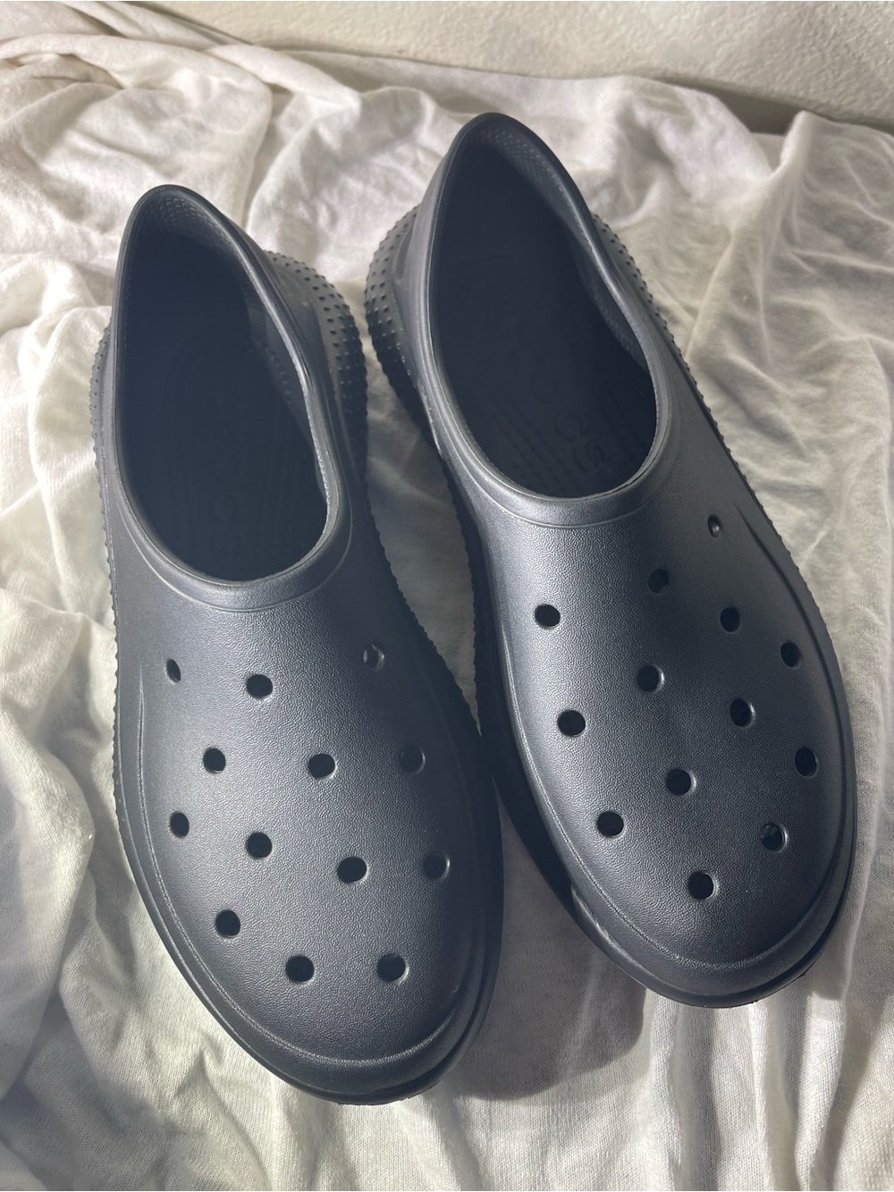 Crocs Classic Quiet Backless Slip On Clogs Black Textured Size W9 M7 NWOT